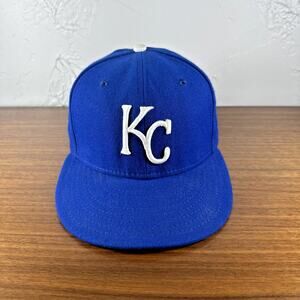 Kansas City Royals MLB New Era 59FIFTY Fitted Hat Size 7 1/8 Blue & White